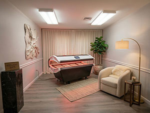 Red light room at Ascend Wellness Collective in Biddeford Maine